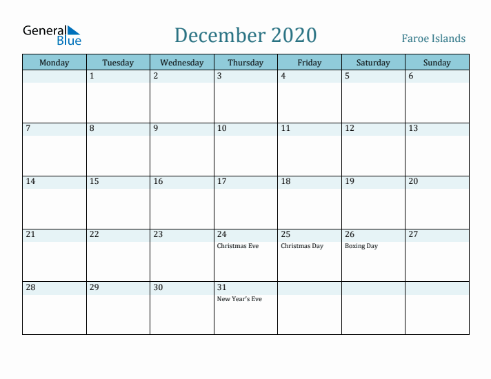 December 2020 Calendar with Holidays