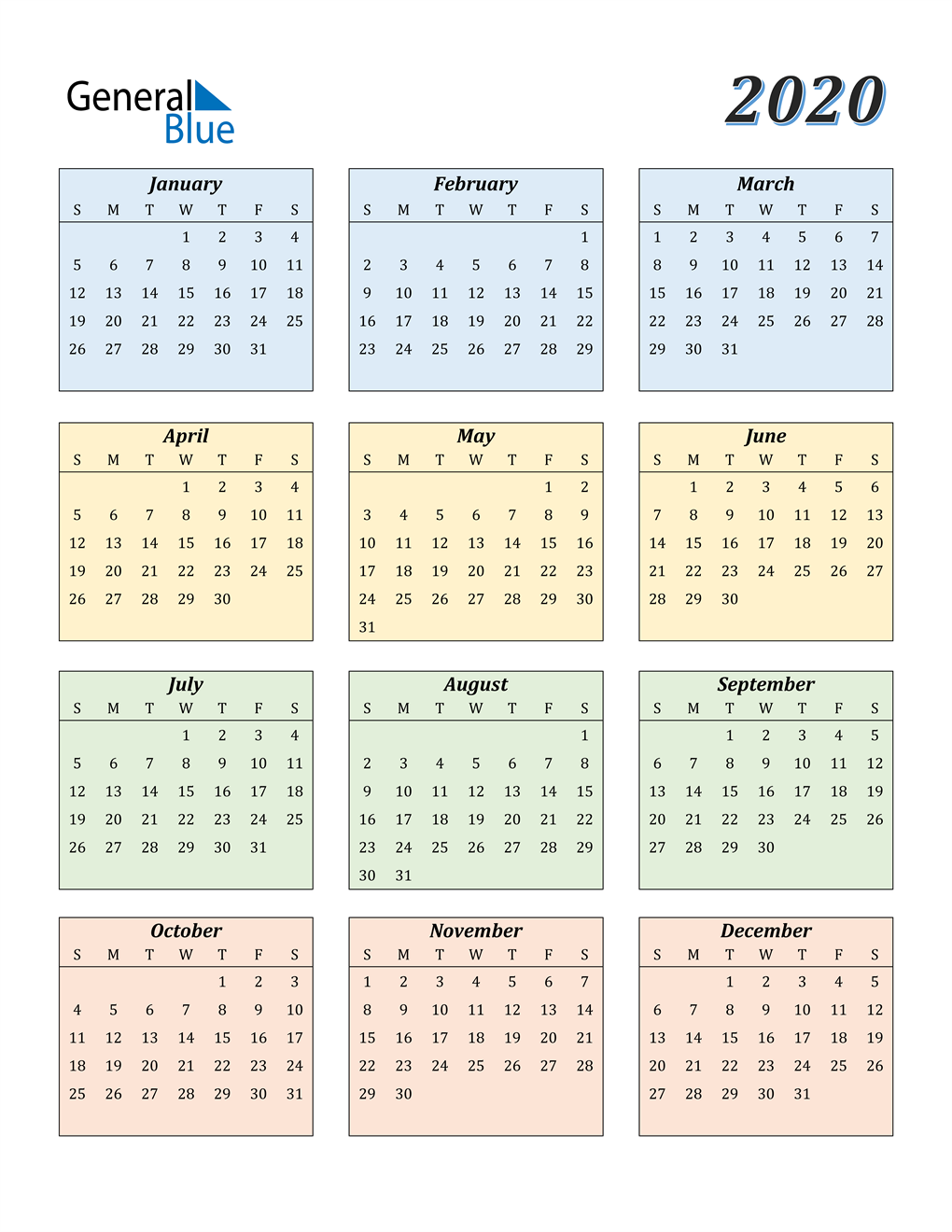 Download 2020 Calendar (PDF, Word, Excel)