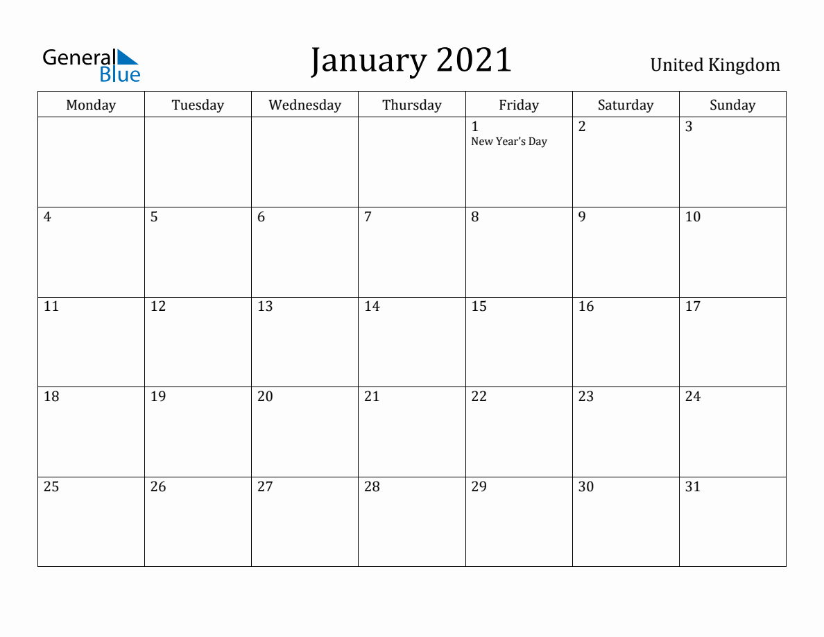 jan 2021 calendar with holidays