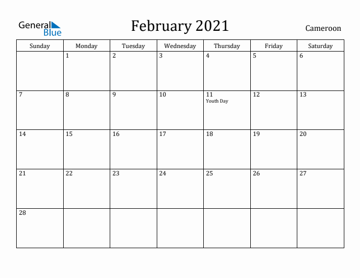 February 2021 Calendar Cameroon
