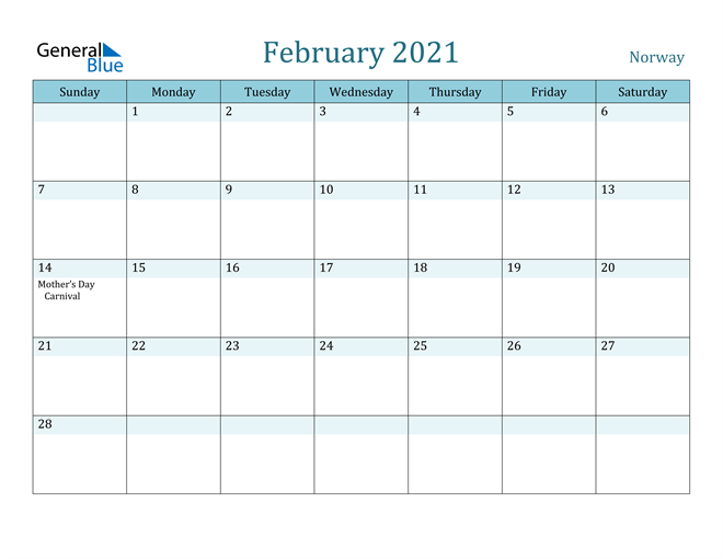 February 2021 Calendar with Holidays in PDF, Word, and Excel