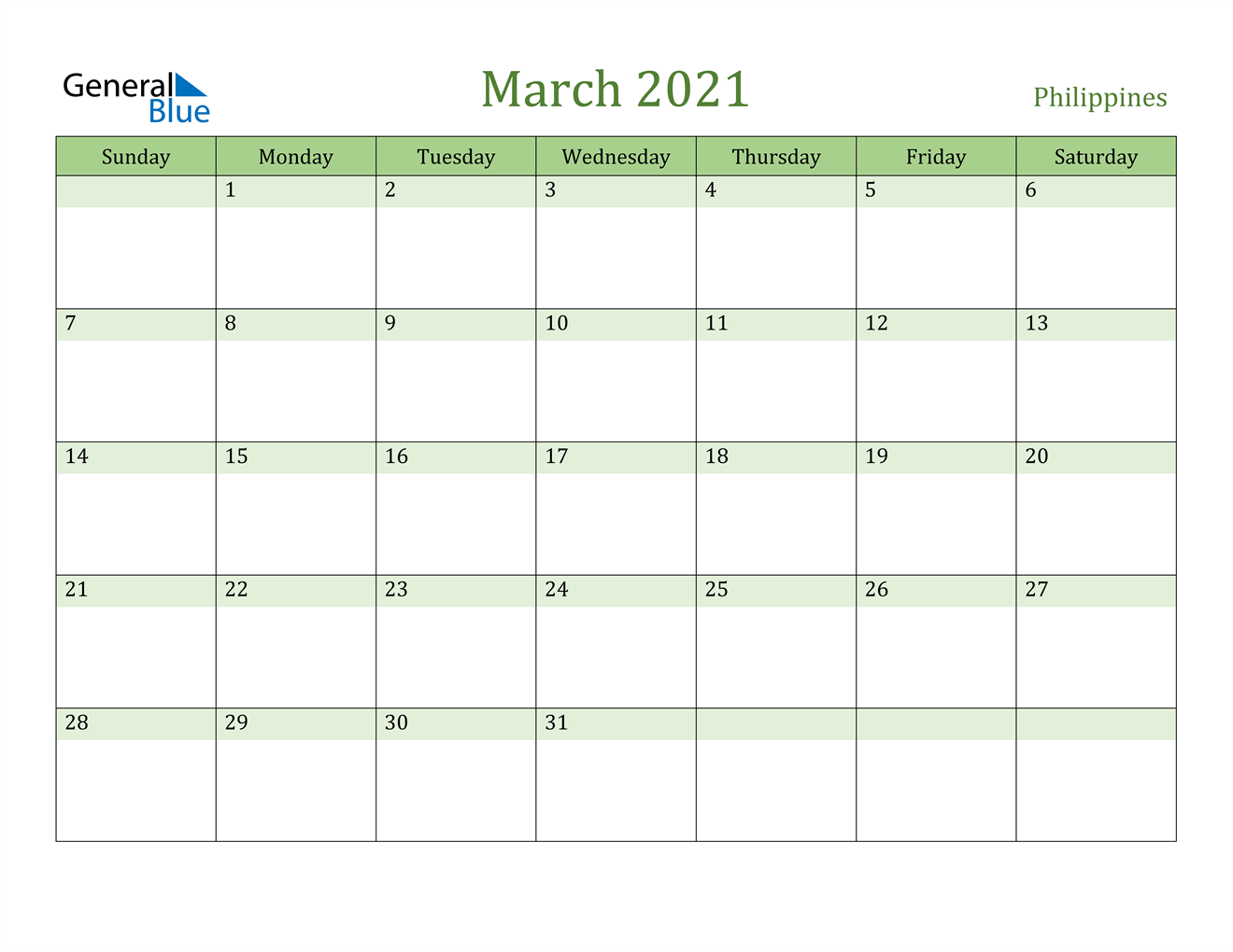 march 2021 calendar philippines March 2021 Calendar Philippines march 2021 calendar philippines