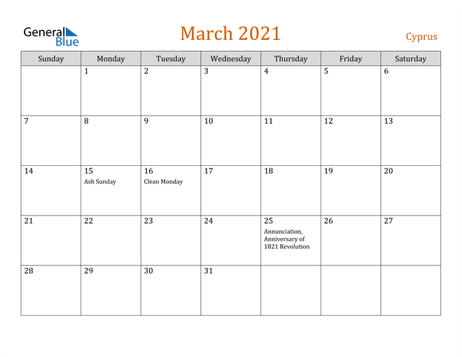 holiday march 2021