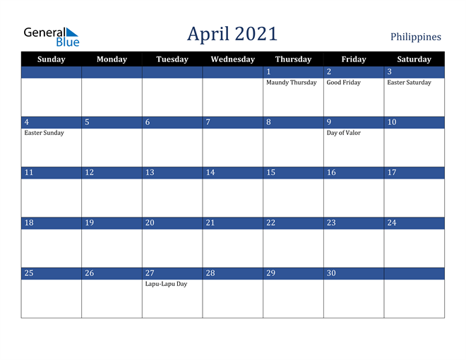 April 2021 Philippines Calendar