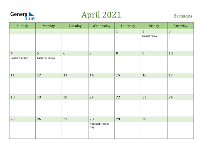 april 2021 calendar plan your tasks