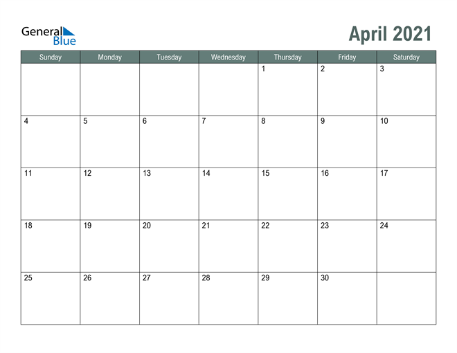 April 21 Calendar Pdf Word Excel