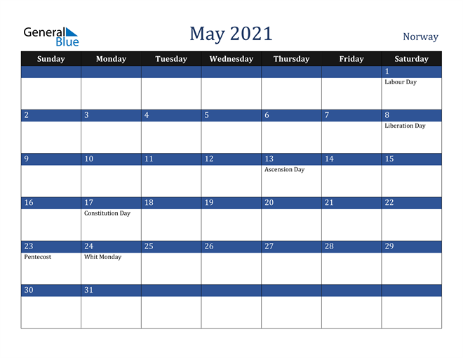 May 2021 Norway Calendar