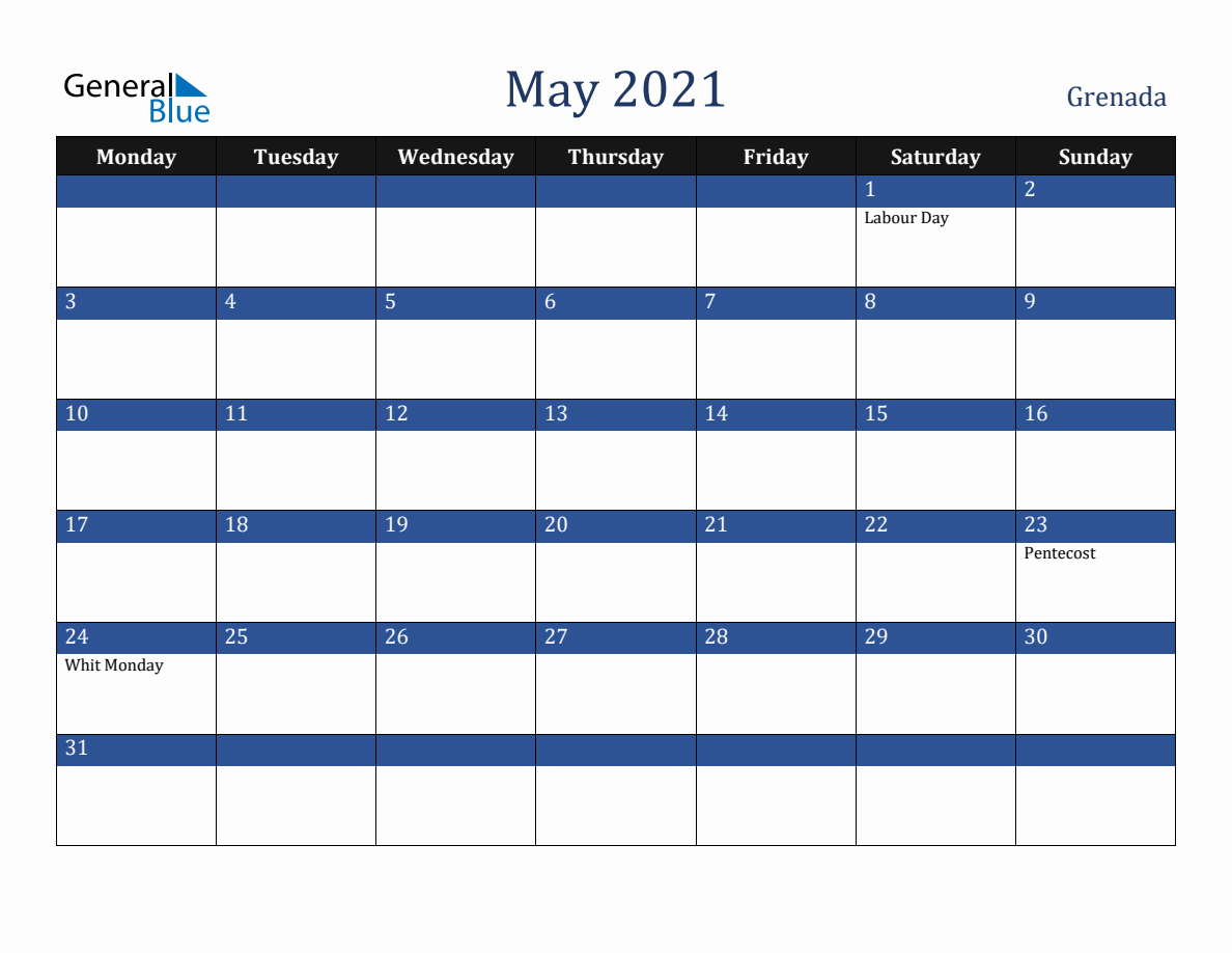 May 2021 Grenada Holiday Calendar