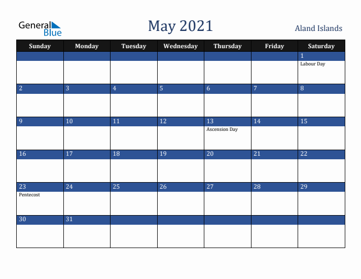 May 2021 Aland Islands Calendar (Sunday Start)
