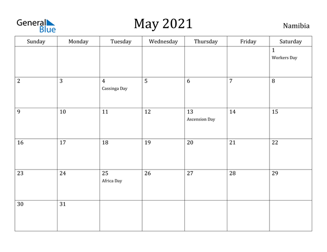 namibia may 2021 calendar with holidays