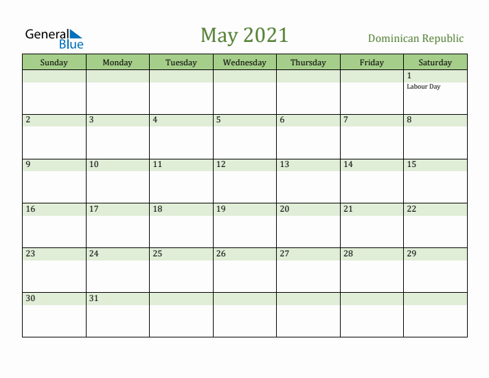 May 2021 Calendar with Dominican Republic Holidays