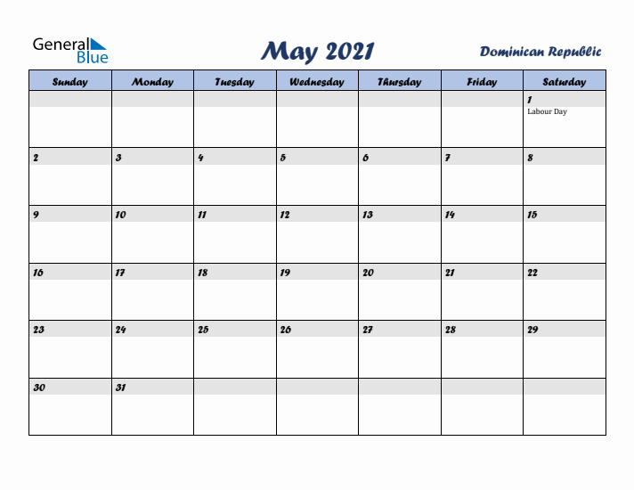 May 2021 Calendar with Holidays in Dominican Republic