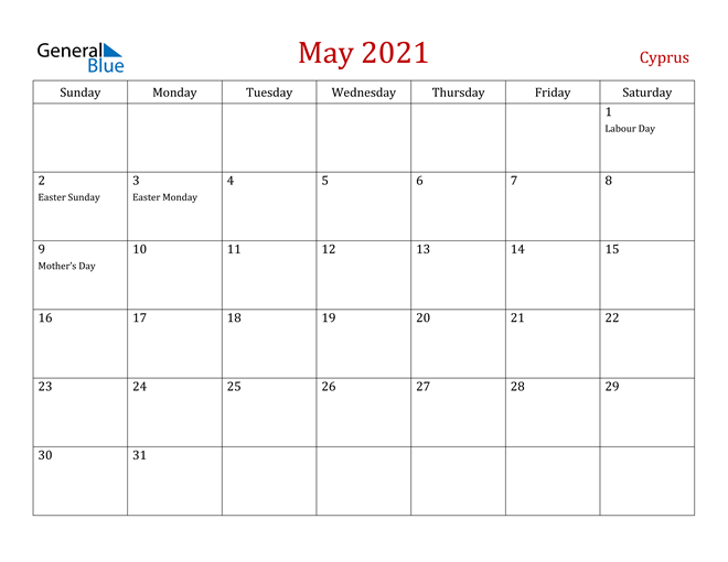 Cyprus May 2021 Calendar