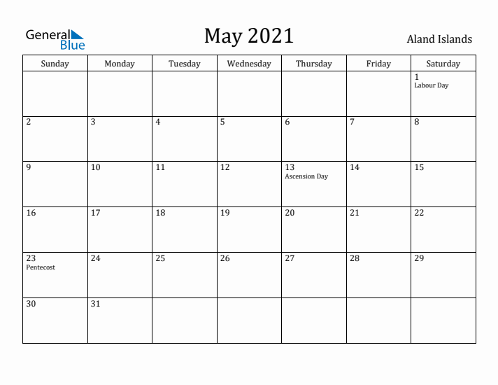 May 2021 Calendar Aland Islands