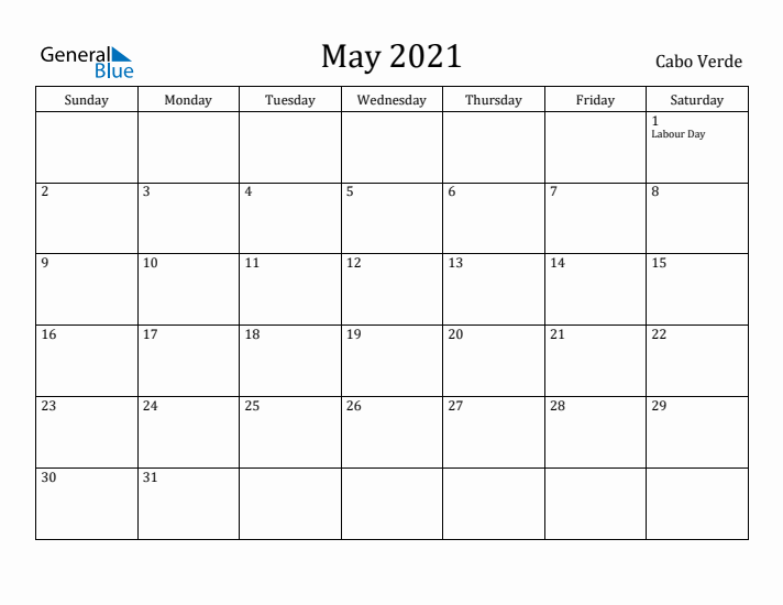 May 2021 Calendar Cabo Verde