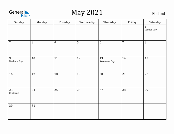 May 2021 Calendar Finland