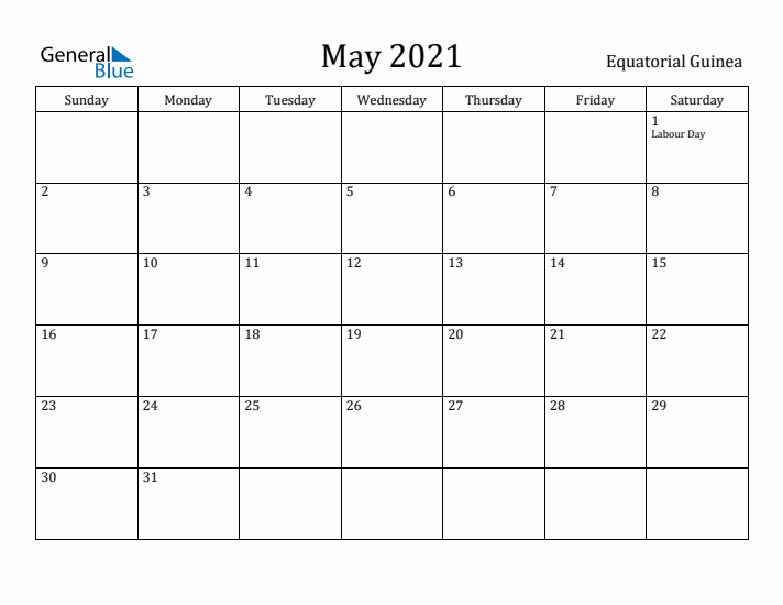 May 2021 Calendar Equatorial Guinea