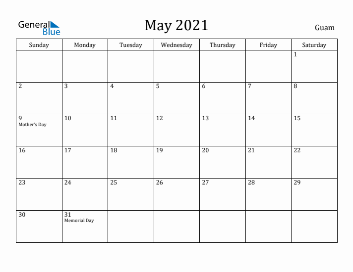 May 2021 Calendar Guam
