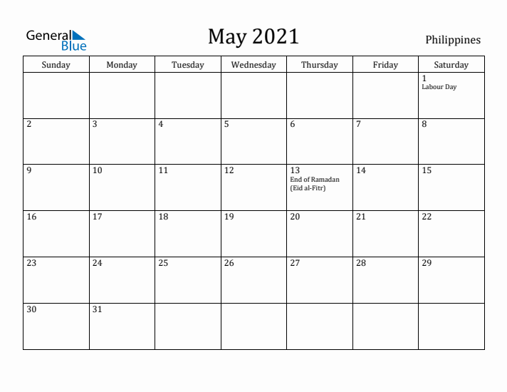 May 2021 Calendar Philippines