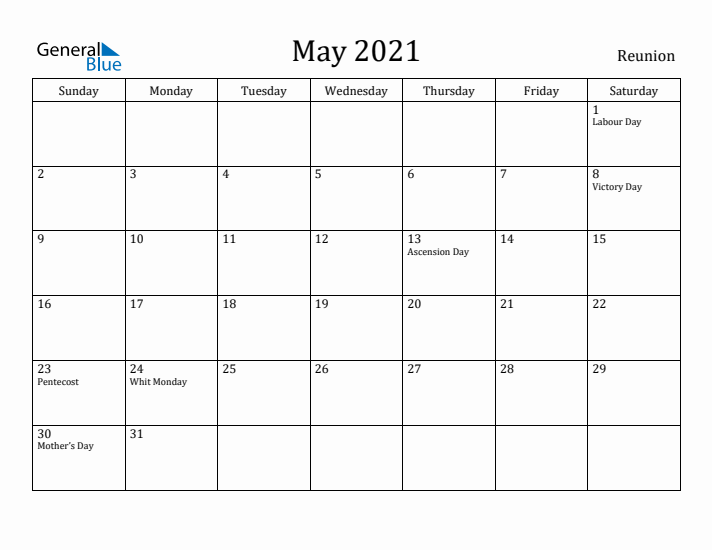May 2021 Calendar Reunion