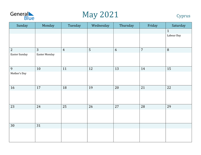 May 2021 Calendar with Holidays in PDF, Word, and Excel