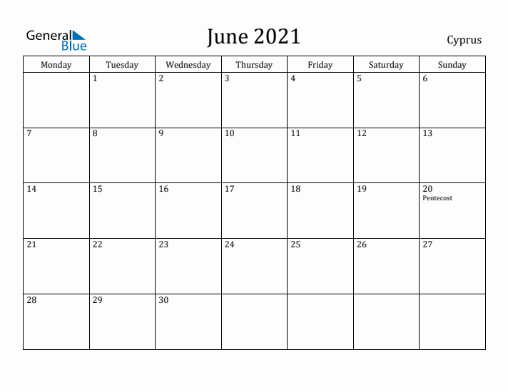 June 2021 Calendar Cyprus