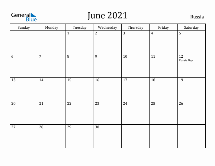 June 2021 Calendar Russia
