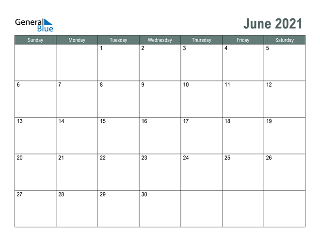  Free Printable June 2021 Calendar