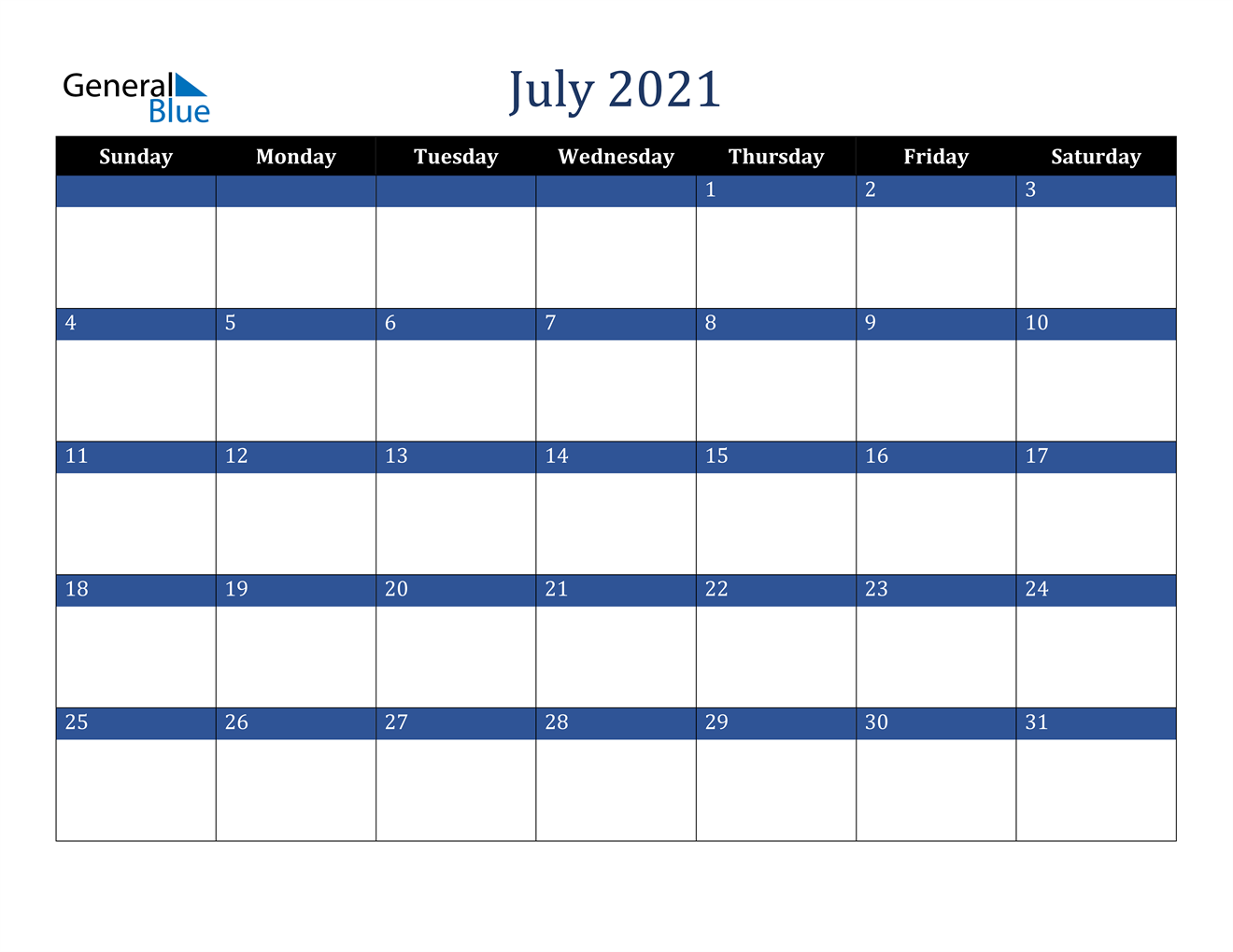 July 2021 Calendar - PDF Word Excel