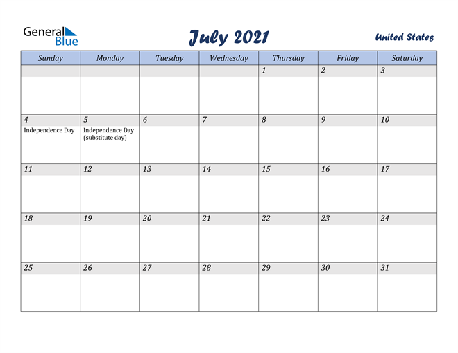 united states july 2021 calendar with holidays