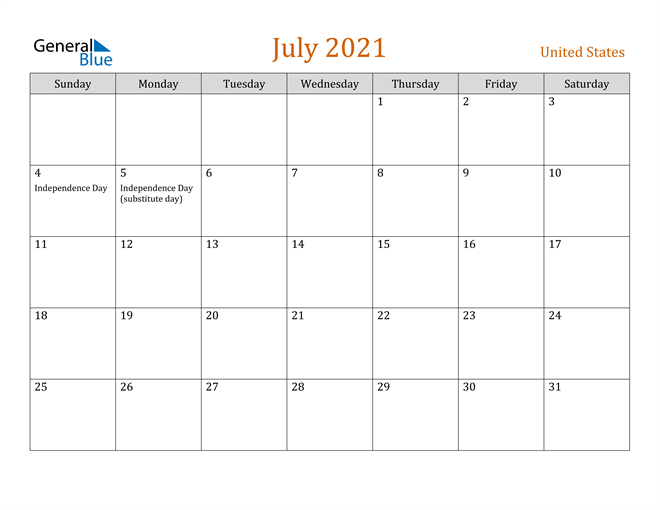 united states july 2021 calendar with holidays