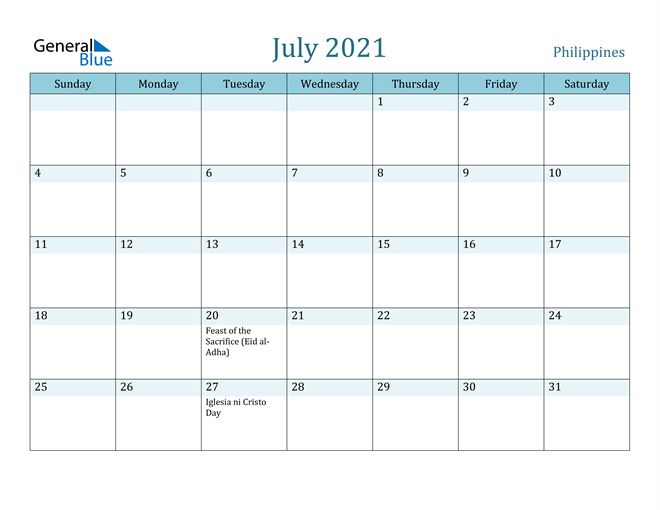 Philippines July 21 Calendar With Holidays