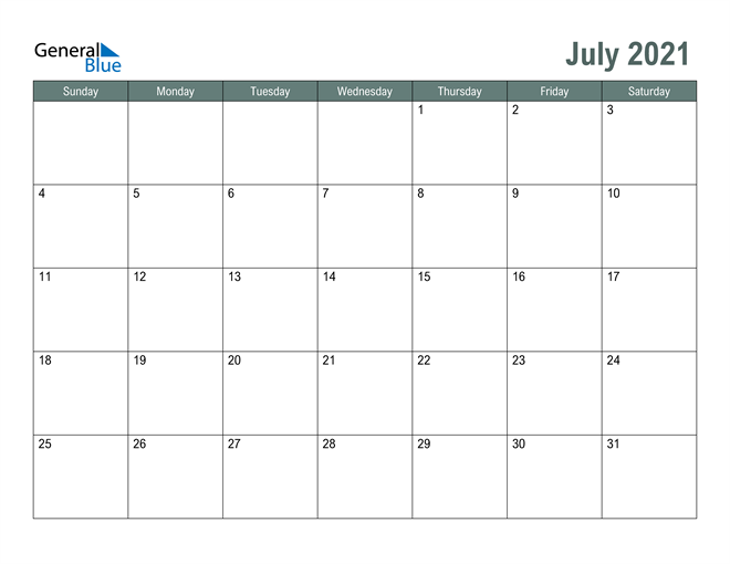 39+ 123Calendars Blank July 2021 Calendar Printable PNG