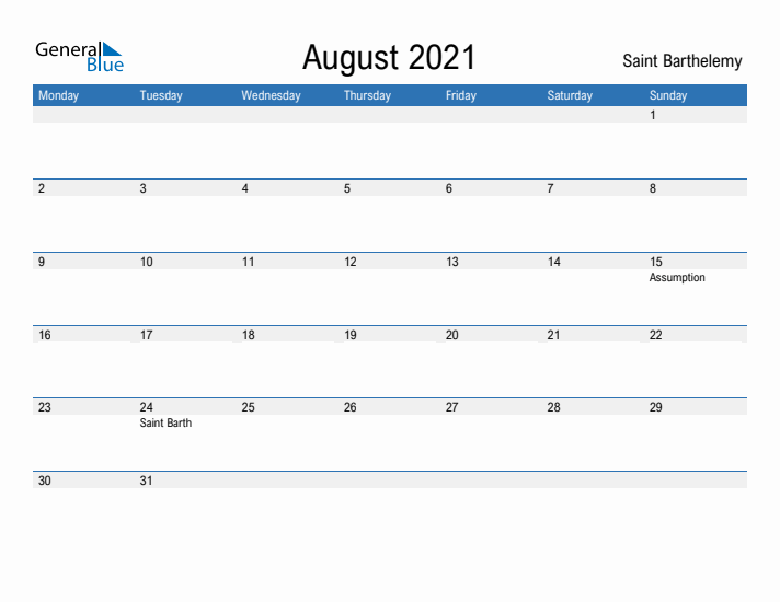 Fillable August 2021 Calendar