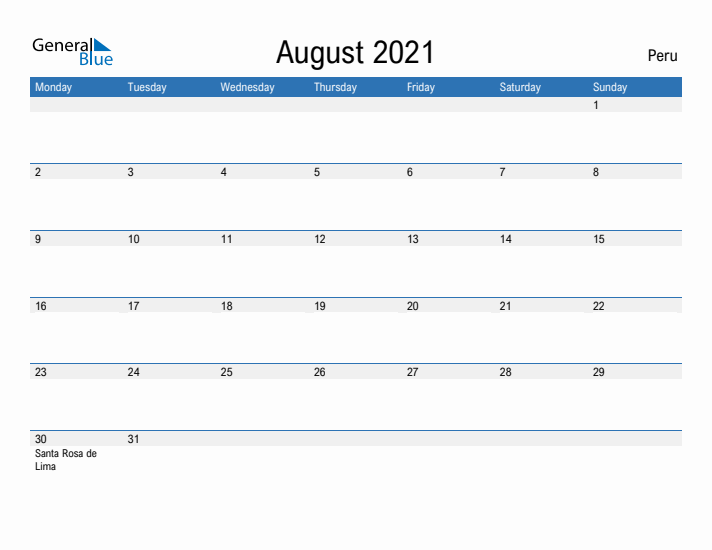 Fillable August 2021 Calendar