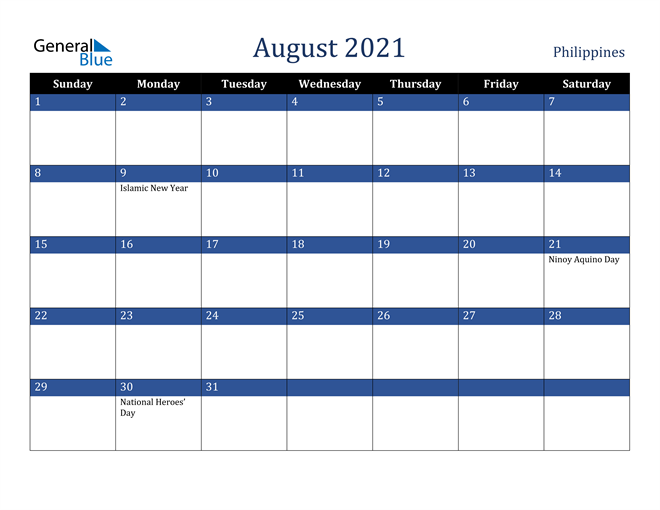 Philippines August 21 Calendar With Holidays