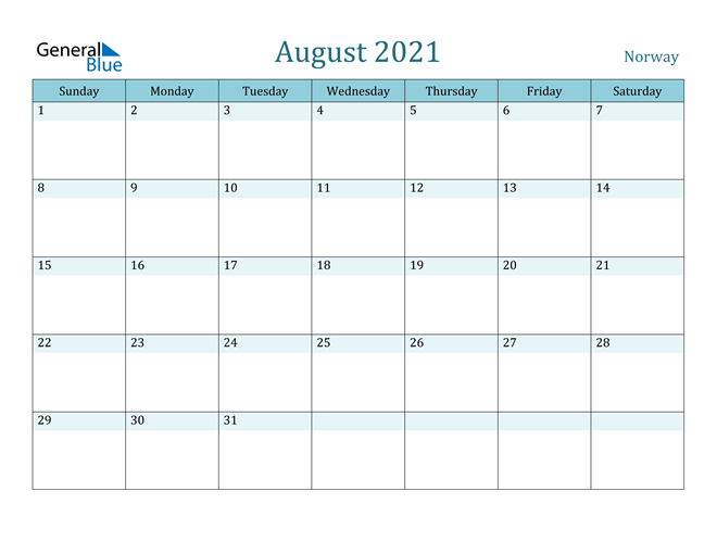 August 2021 Calendar with Holidays in PDF, Word, and Excel