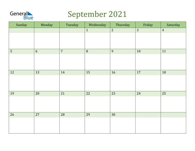 September 2021 Calendar Pdf Word Excel