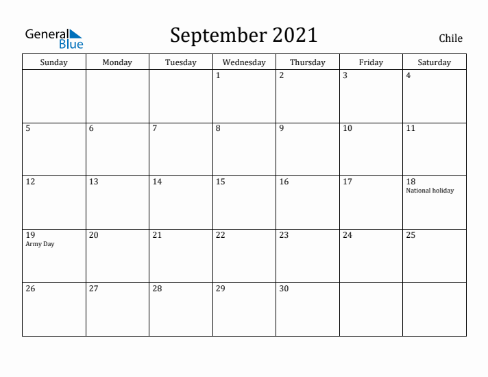 September 2021 Calendar Chile