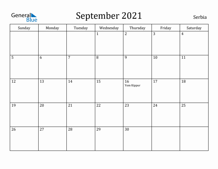September 2021 Calendar Serbia
