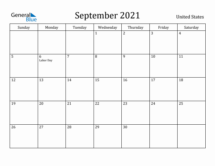 September 2021 Calendar United States