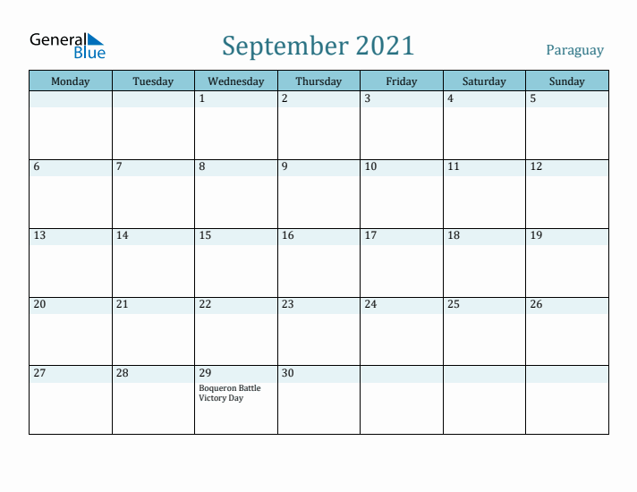 September 2021 Calendar with Holidays