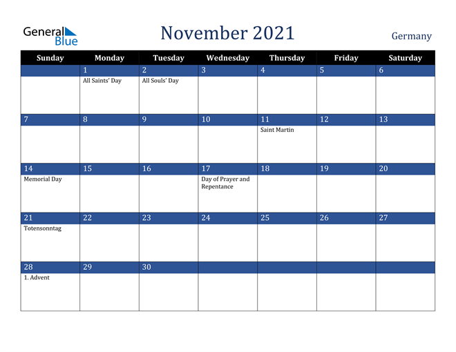 November 2021 Germany Calendar