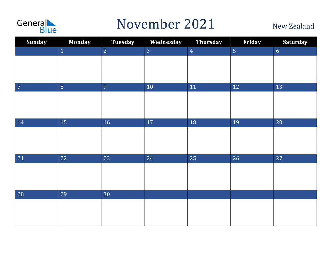 November 2021 Calendar - New Zealand