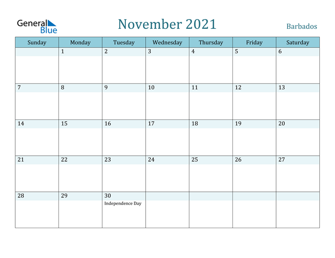 November 2021 Calendar with Holidays in PDF, Word, and Excel