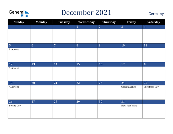 December 2021 Germany Calendar