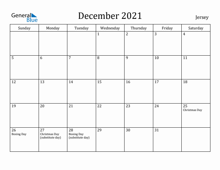 December 2021 Calendar Jersey