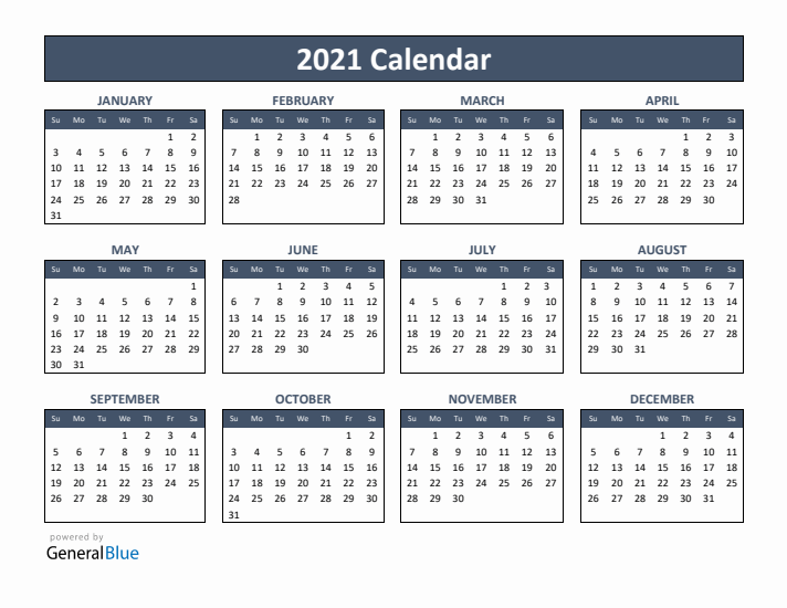 Free 2021 Calendars in PDF, Word, Excel