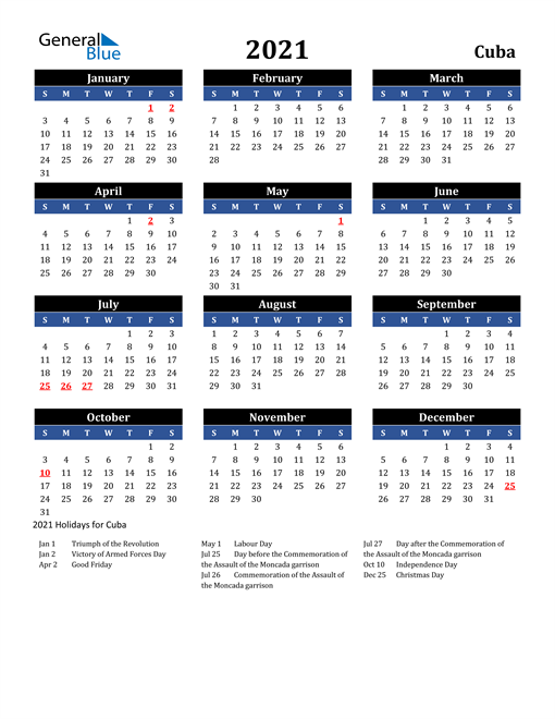 2021 Cuba Free Calendar