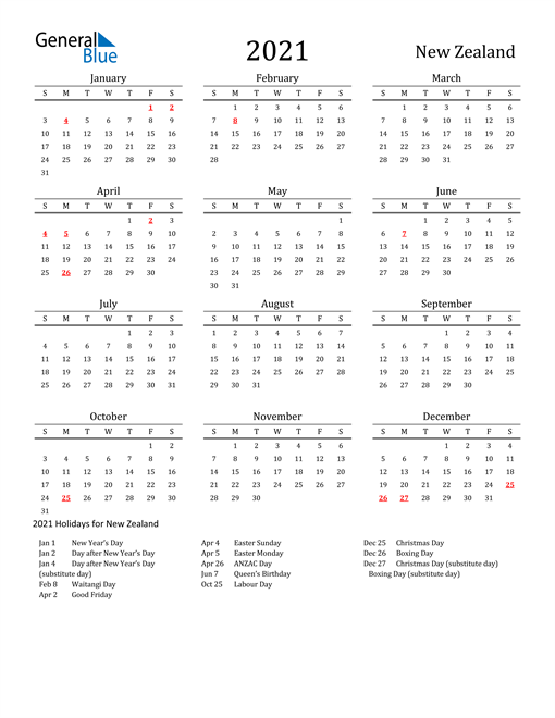 calendar for year 2021 new zealand 2021 Calendar New Zealand With Holidays calendar for year 2021 new zealand